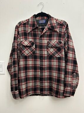 Vintage Pendleton Plaid western Button Front Wool Shirt